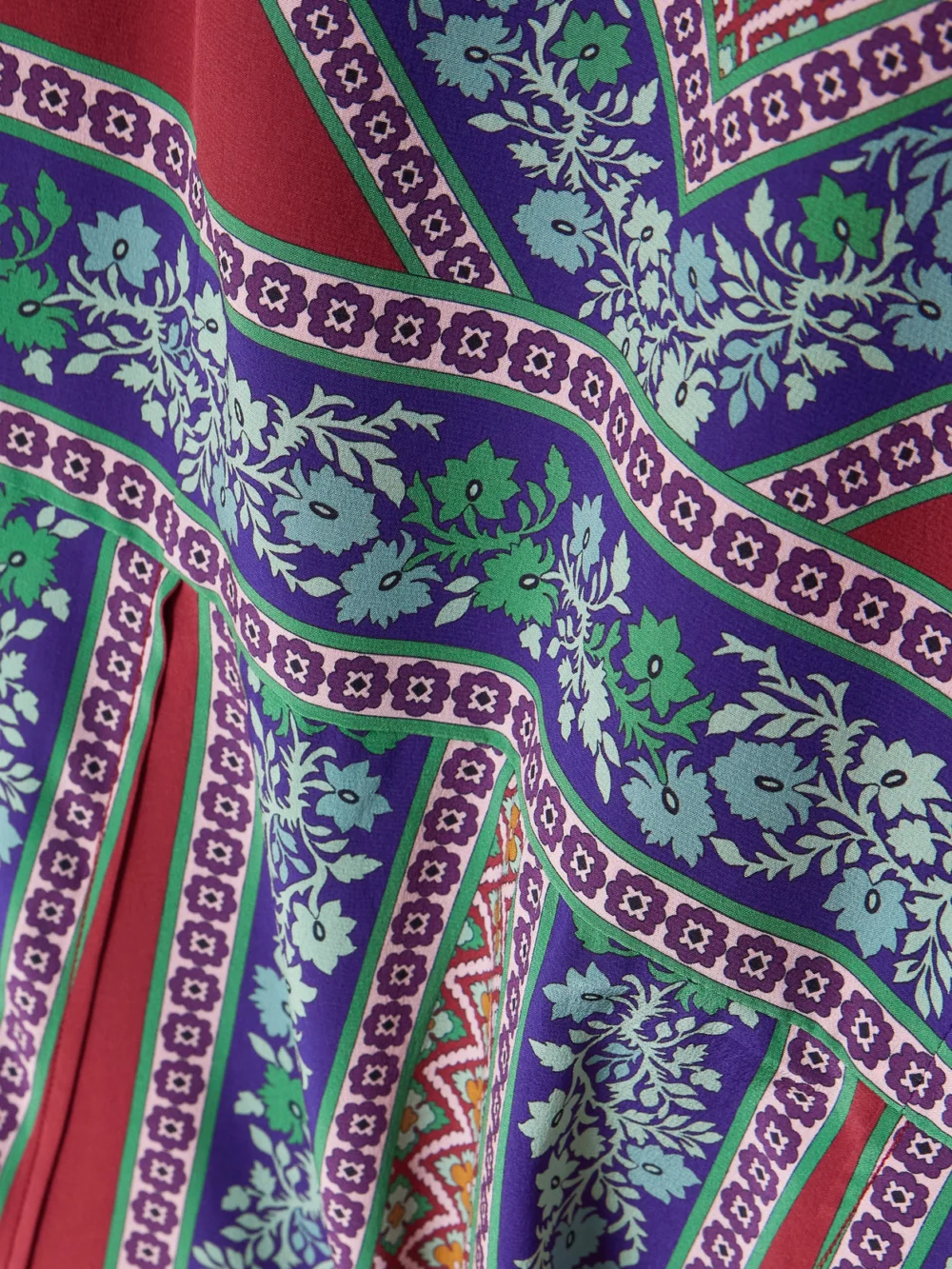 Close-up detail of the La DoubleJ Cherie Printed Silk Midi Dress