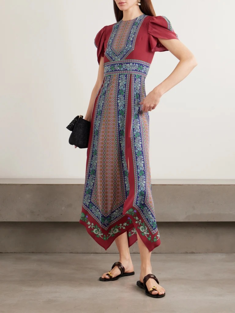 La DoubleJ Cherie Printed Silk Midi Dress