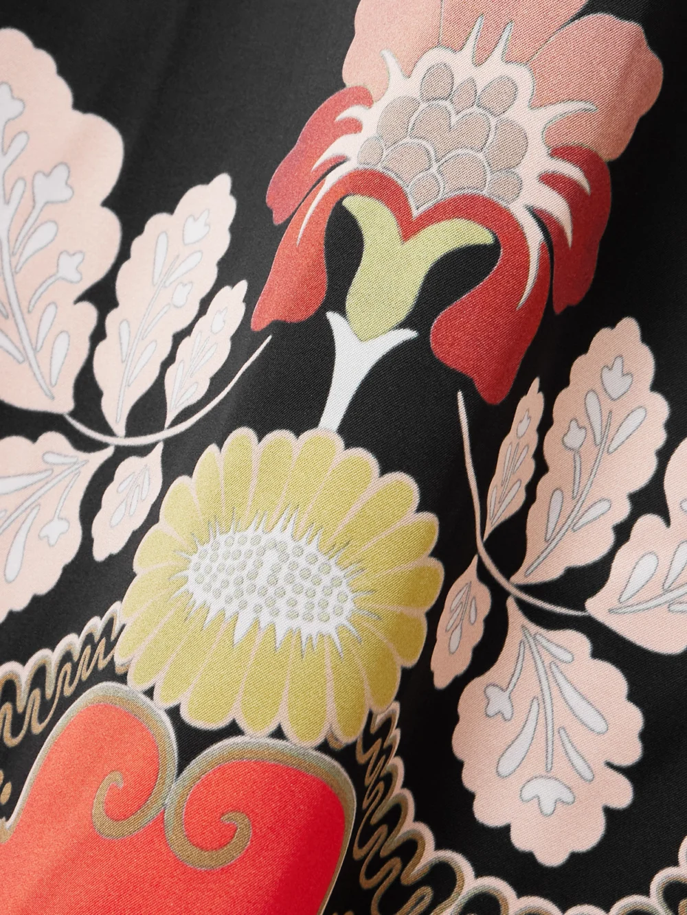 Close-up detail of the La DoubleJ Icon Clingy Swing Floral-print Stretch-satin Maxi Dress
