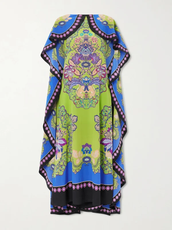 La DoubleJ Magic Cape-effect Printed Silk Crepe De Chine Maxi Dress