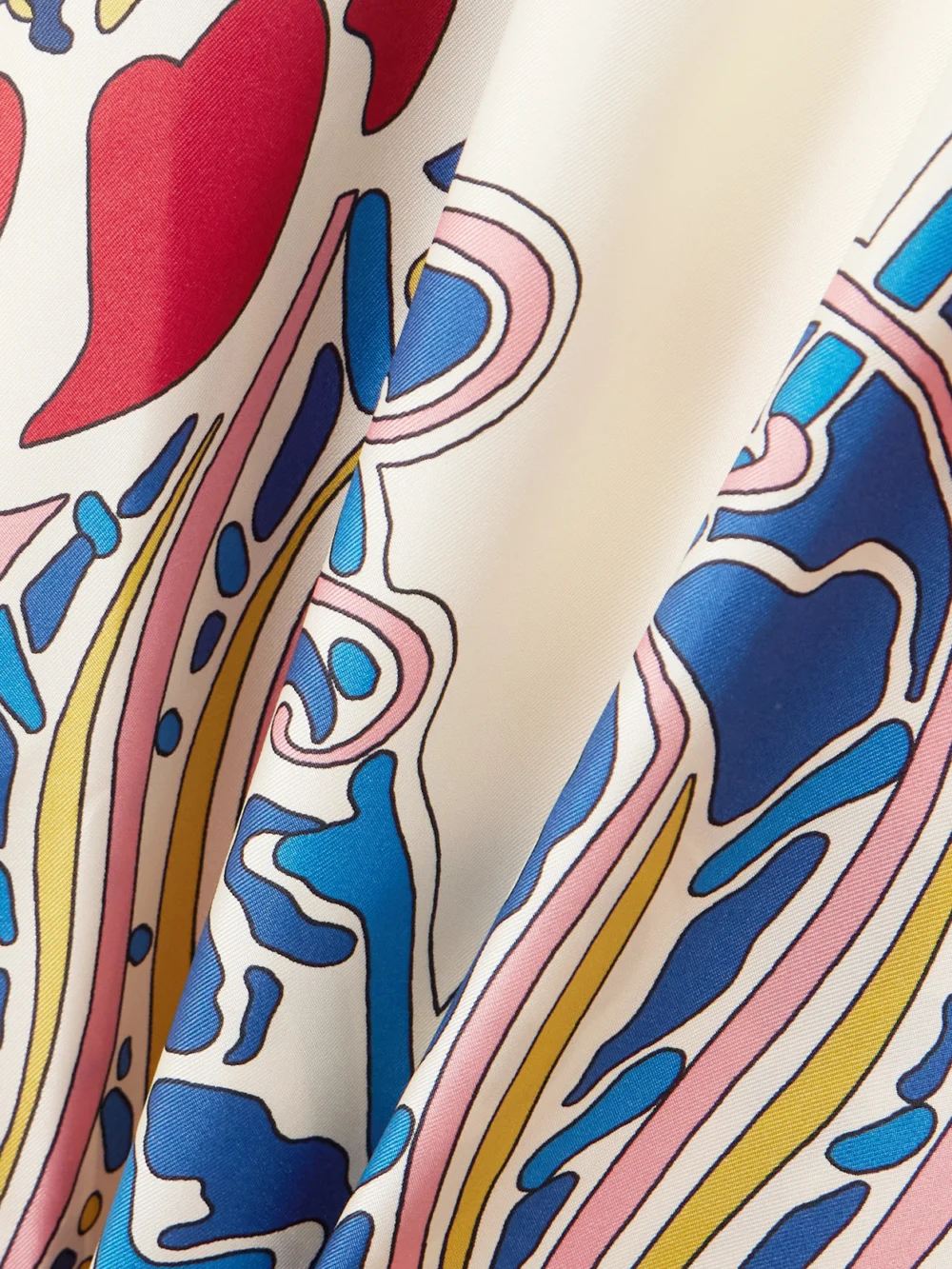 Close-up detail of the La DoubleJ Printed Silk-twill Midi Dress
