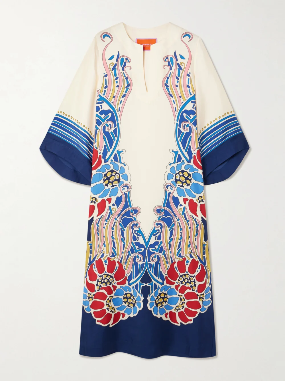 La DoubleJ Printed Silk-twill Midi Dress in cream