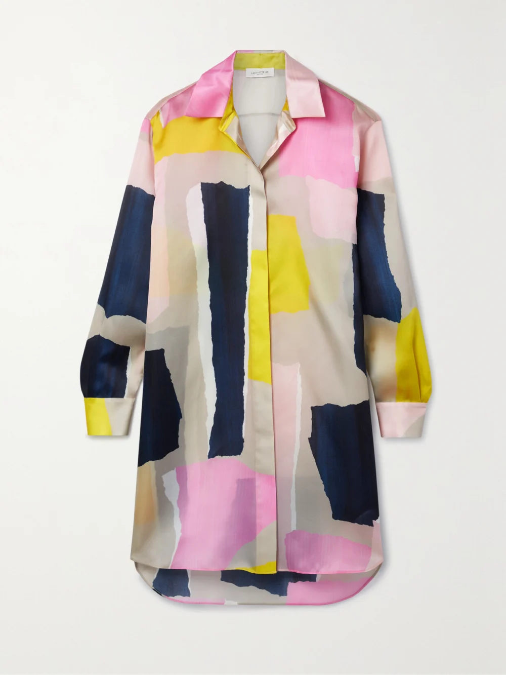 Lafayette 148 Oversized Printed Silk-satin Shirt in pink