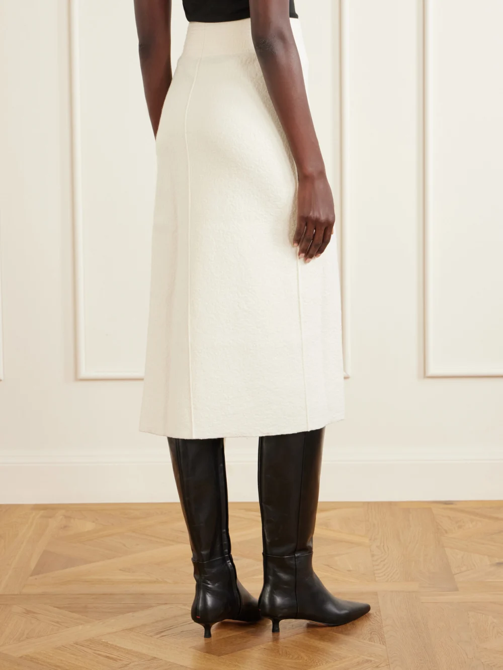 Back view of the Lanvin Fringed Wool-blend Midi Skirt