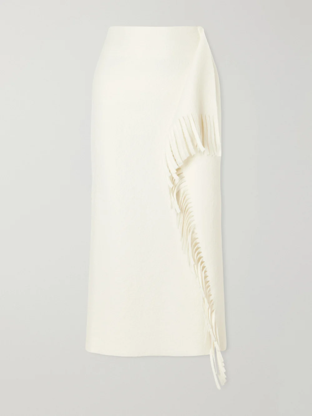 Lanvin Fringed Wool-blend Midi Skirt in cream