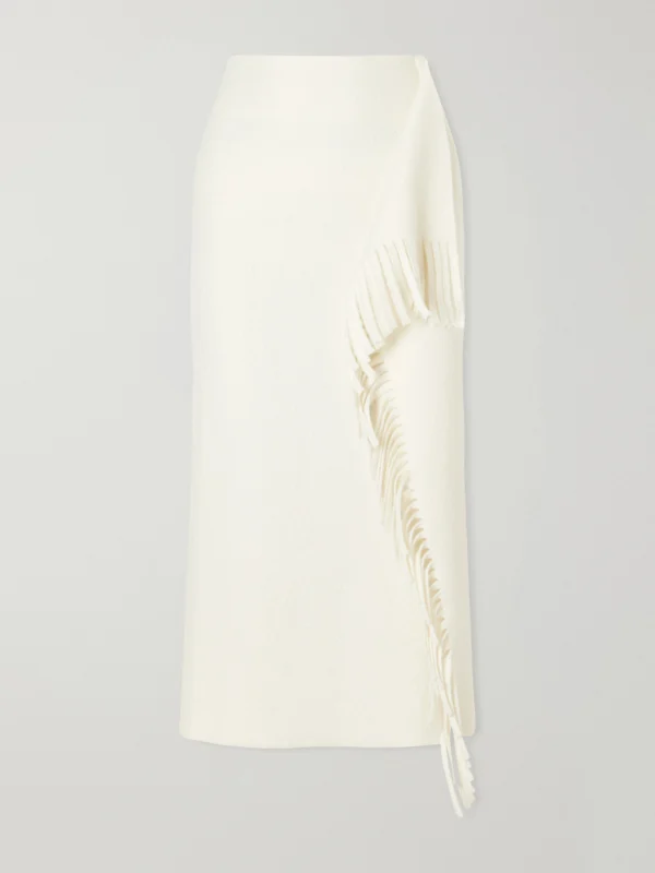 Lanvin Fringed Wool-blend Midi Skirt