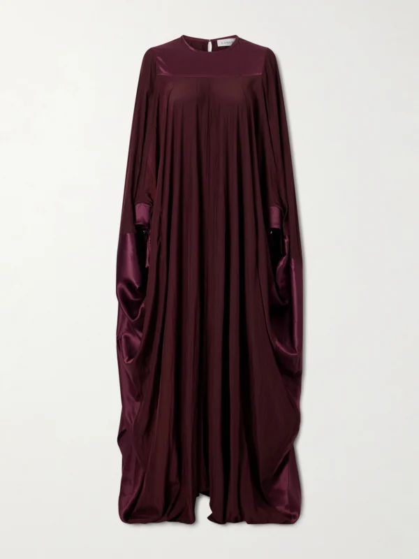Lanvin Pleated Satin-trimmed Charmeuse Gown