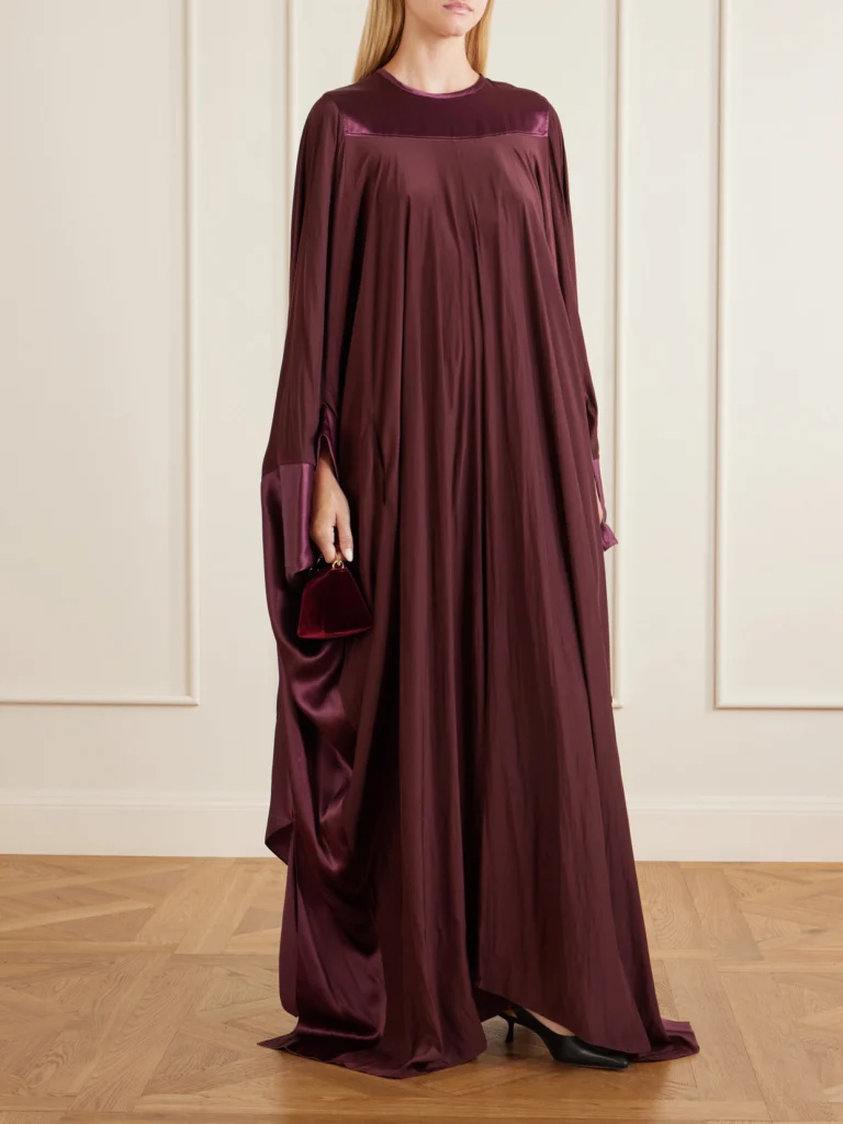 Lanvin Pleated Satin-trimmed Charmeuse Gown