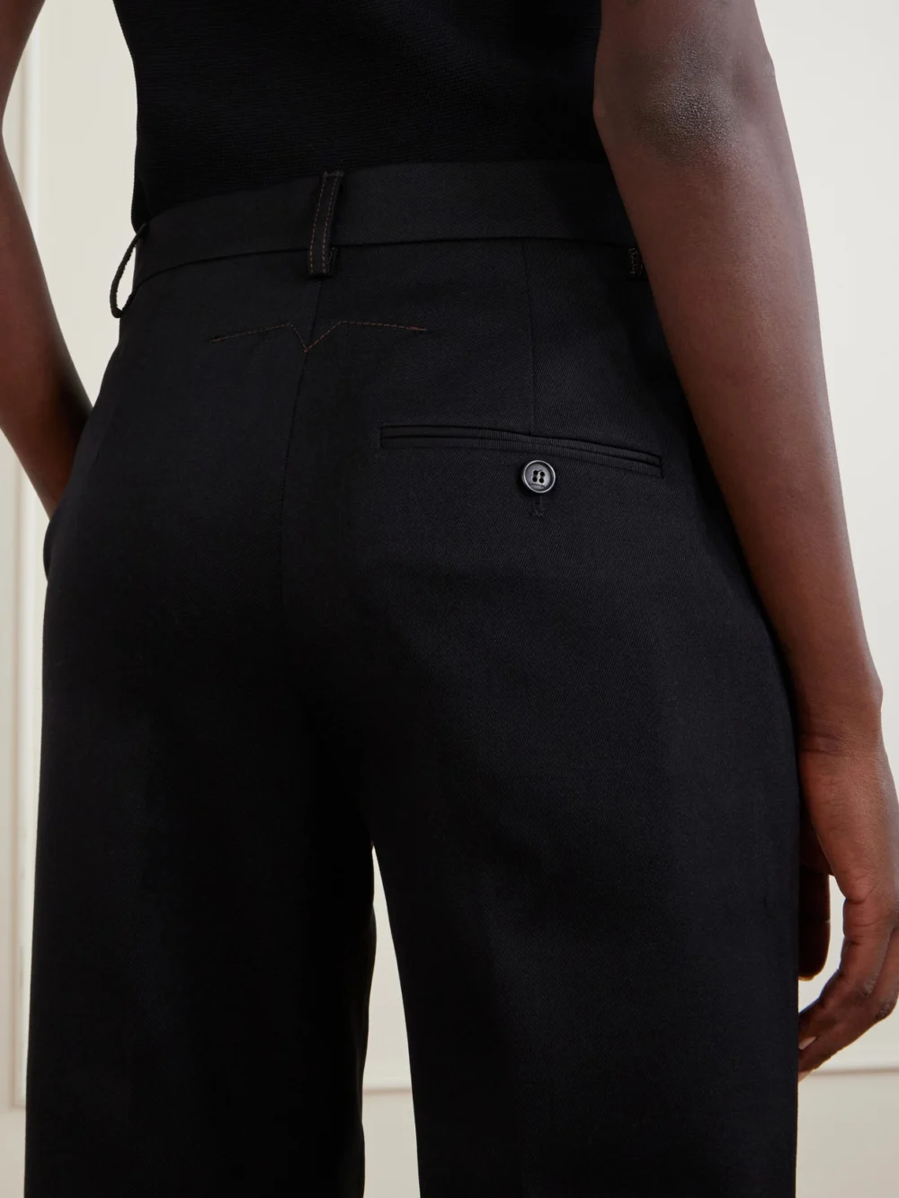 Close-up detail of the Lanvin Wool High-rise Straight-leg Pants