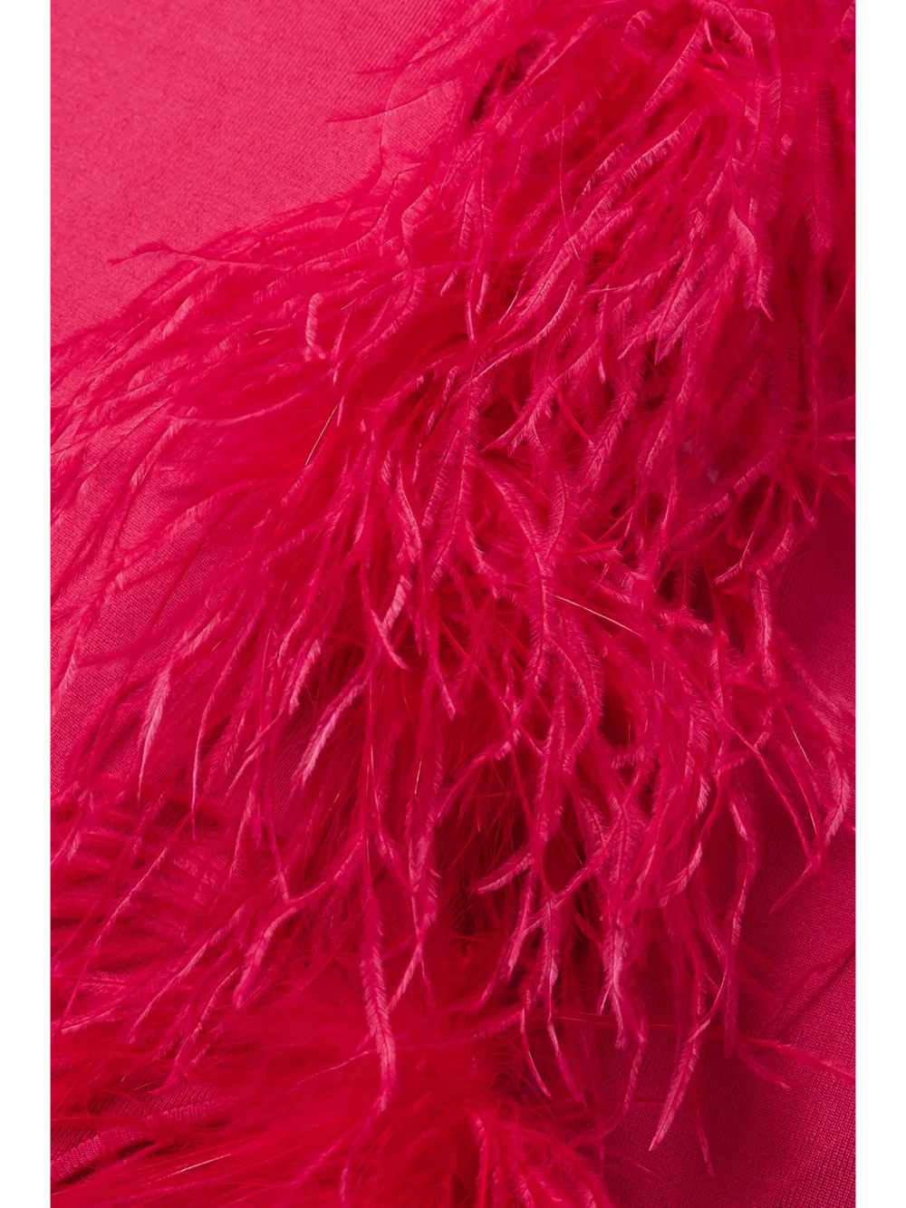 Close-up detail of the Lapointe Cutout Feather-trimmed Stretch-knit Maxi Dress