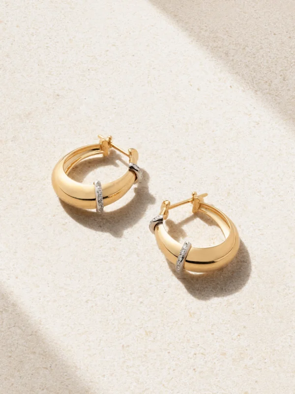 L'Atelier Nawbar Buoy Large 18-karat Yellow and Rhodium-plated White Gold Diamond Hoop Earrings