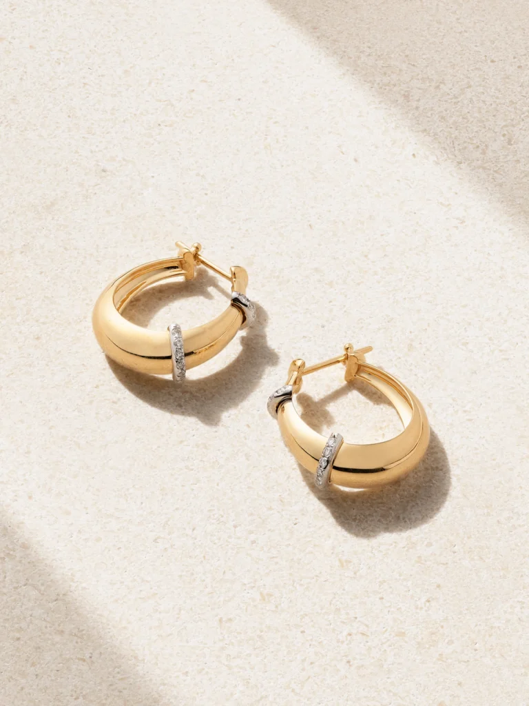 L'Atelier Nawbar Buoy Large 18-karat Yellow and Rhodium-plated White Gold Diamond Hoop Earrings