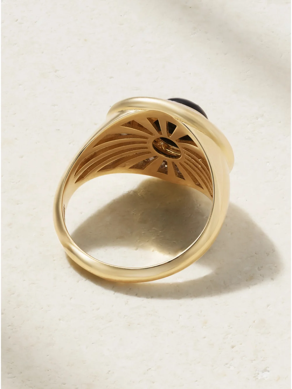 Back view of the L'Atelier Nawbar Mimete 18-karat Gold, Onyx and Diamond Pinky Ring