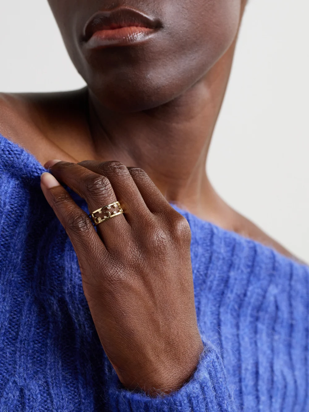 L'Atelier Nawbar Starry 18-karat Gold Diamond Ring, styled view