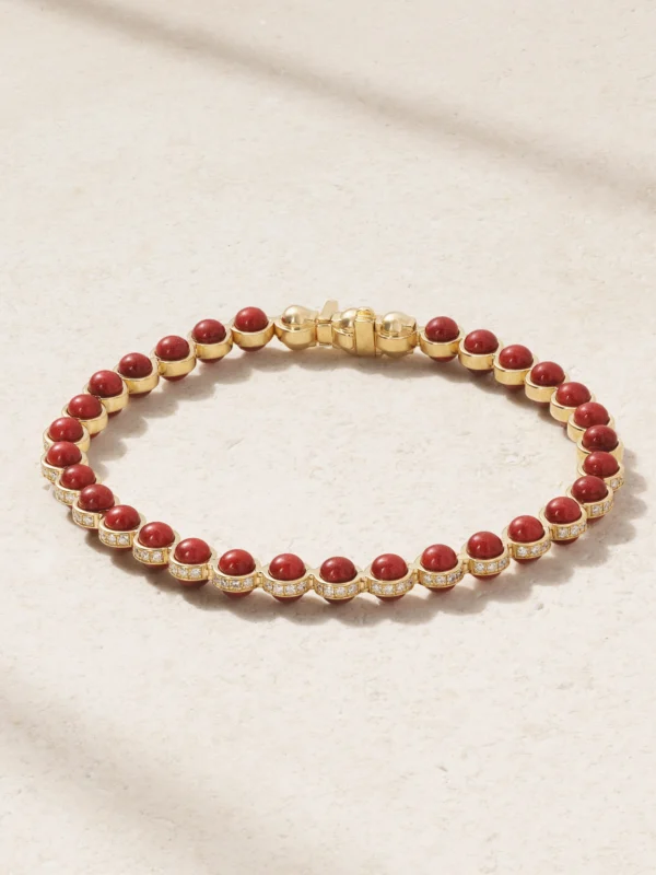 L'Atelier Nawbar The Atom 18-karat Gold, Diamond and Enamel Tennis Bracelet