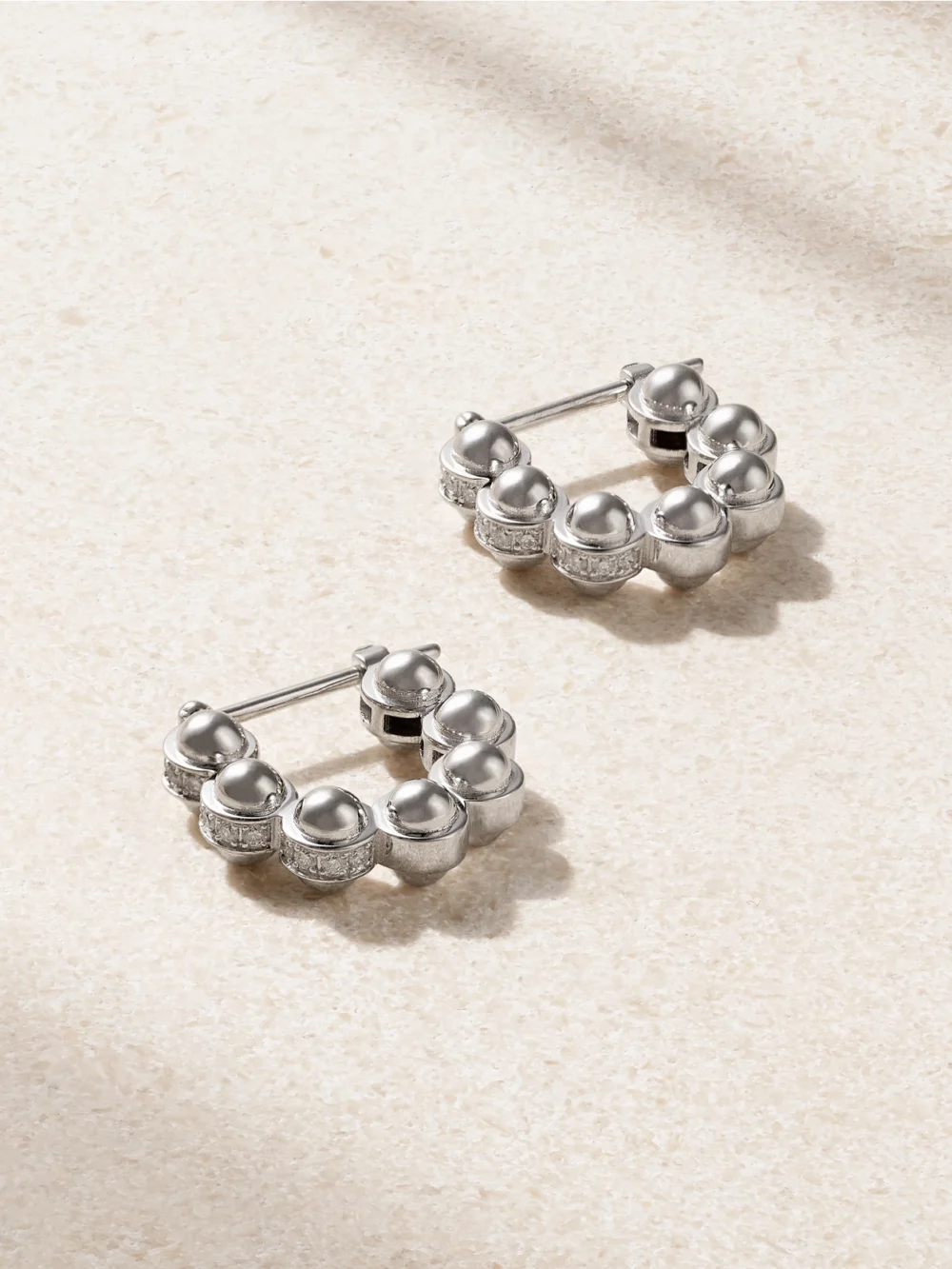 L'Atelier Nawbar The Atom 18-karat White Gold Diamond Hoop Earrings in silver