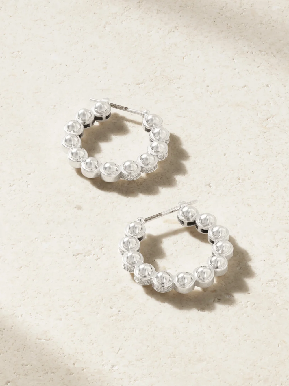 L'Atelier Nawbar The Atom Size 3 18-karat White Gold Diamond Earrings in silver