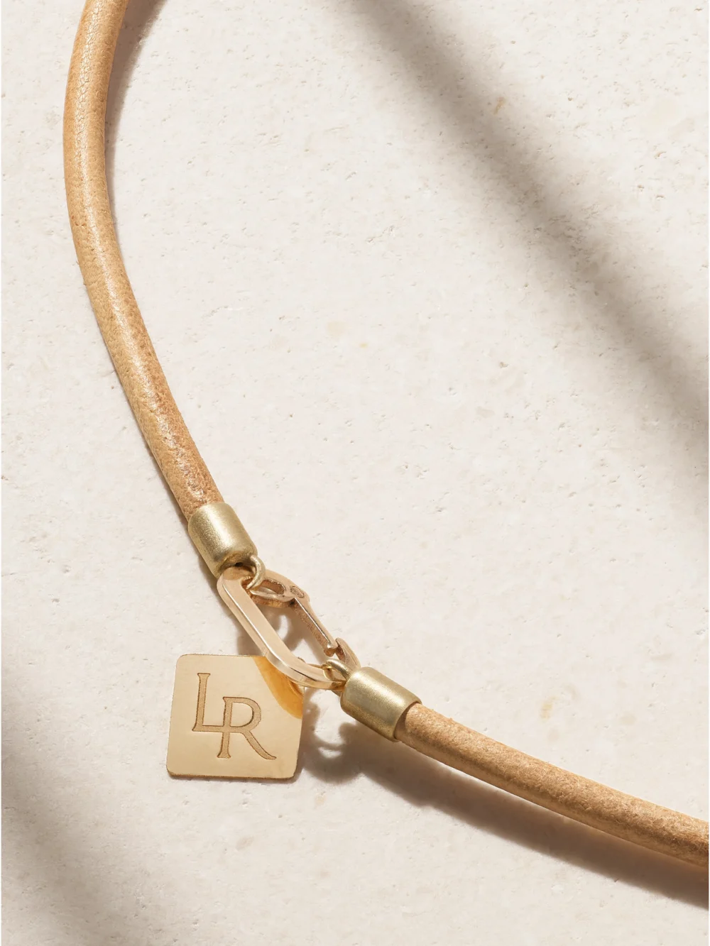 Back view of the Lauren Rubinski Love Me 14-karat Gold, Enamel and Cord Necklace