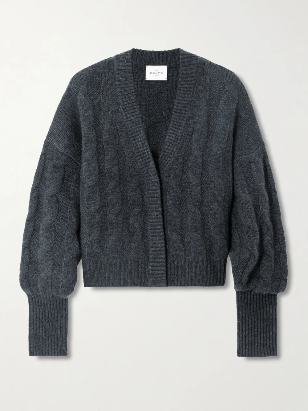 Le Kasha Baulieu Cable-knit Organic Cashmere Cardigan in navy