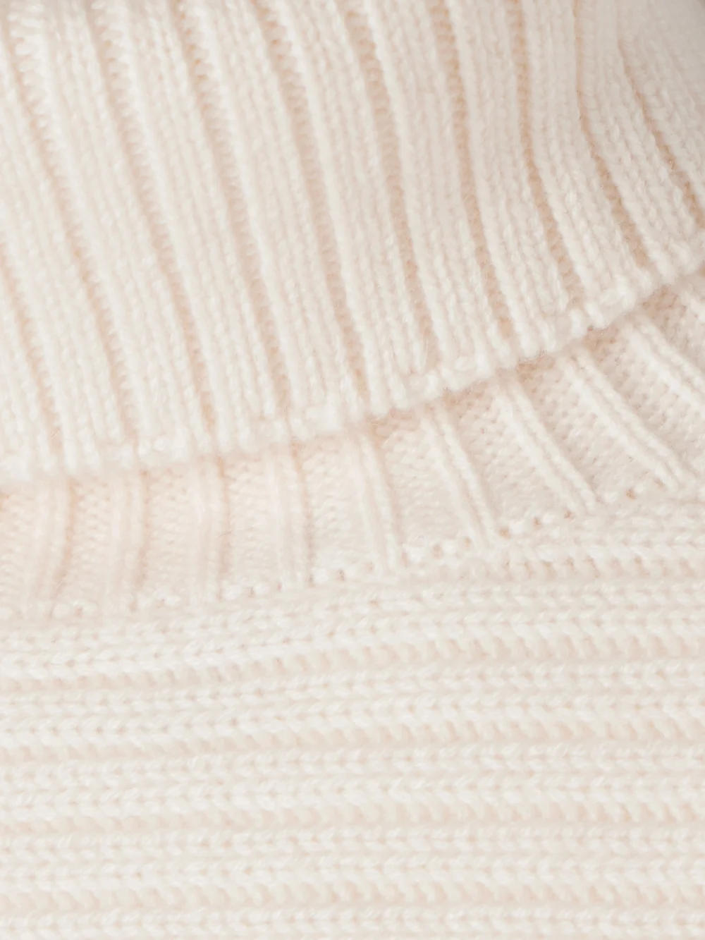 Close-up detail of the Le Kasha Gida Cropped Ribbed Organic Cashmere Turtleneck Sweater