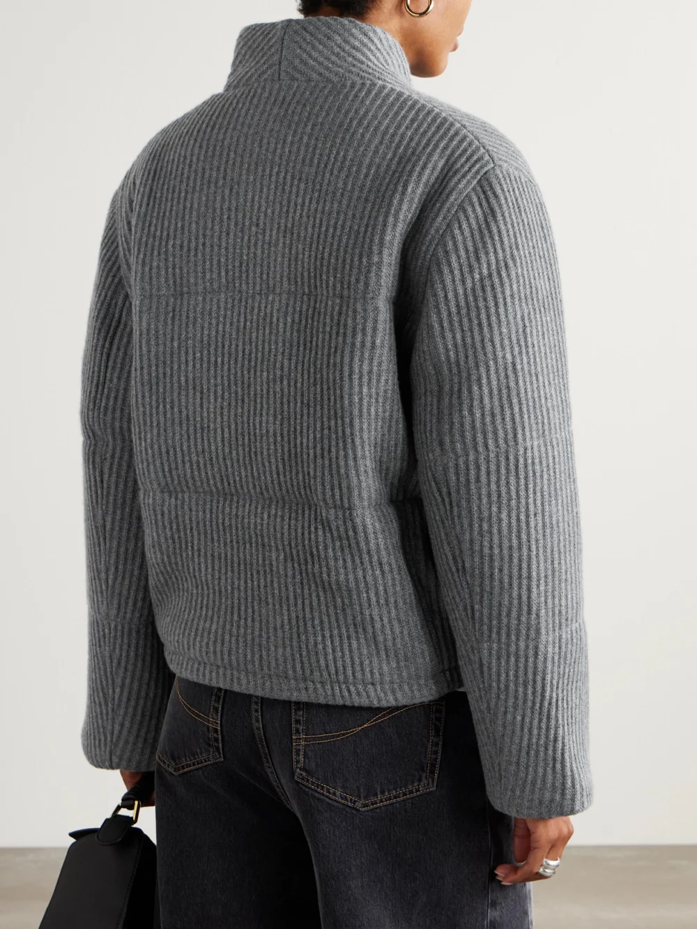 Back view of the Le Kasha Linz Padded Ribbed Cashmere Jacket