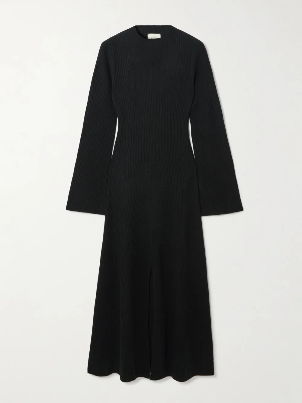 Le Kasha Logan Ribbed Organic Cashmere Midi Dress in black