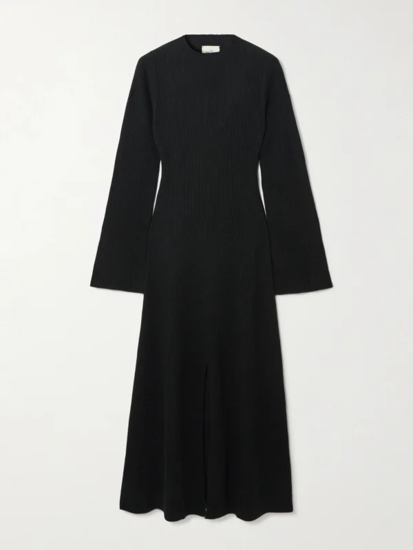 Le Kasha Logan Ribbed Organic Cashmere Midi Dress