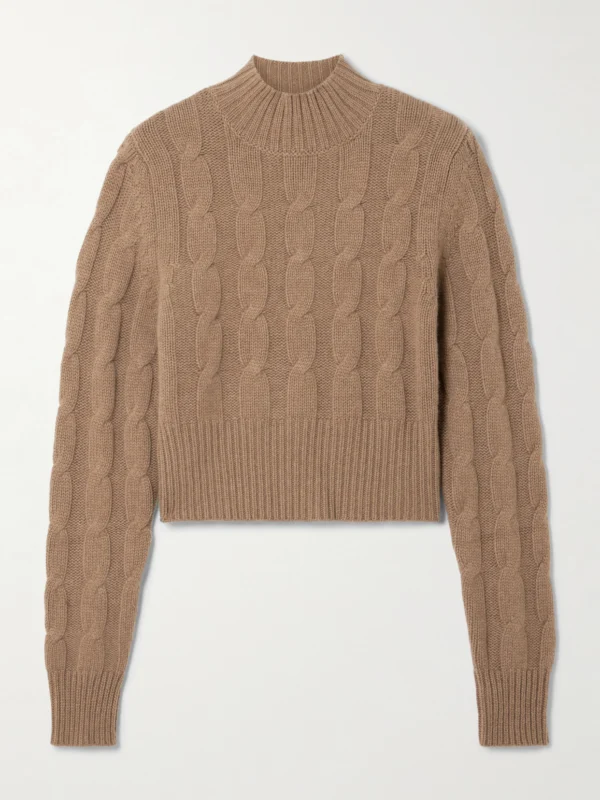 Le Kasha Murano Cropped Cable-knit Organic Cashmere Turtleneck Sweater