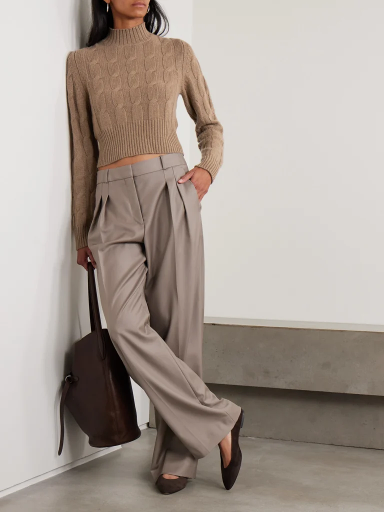 Le Kasha Murano Cropped Cable-knit Organic Cashmere Turtleneck Sweater
