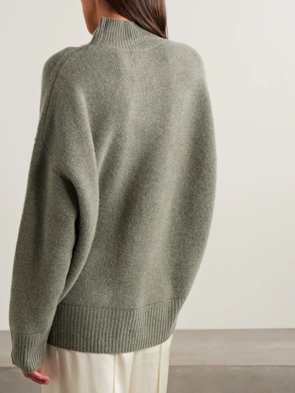 Back view of the Le Kasha Nantes Organic Cashmere Turtleneck Sweater