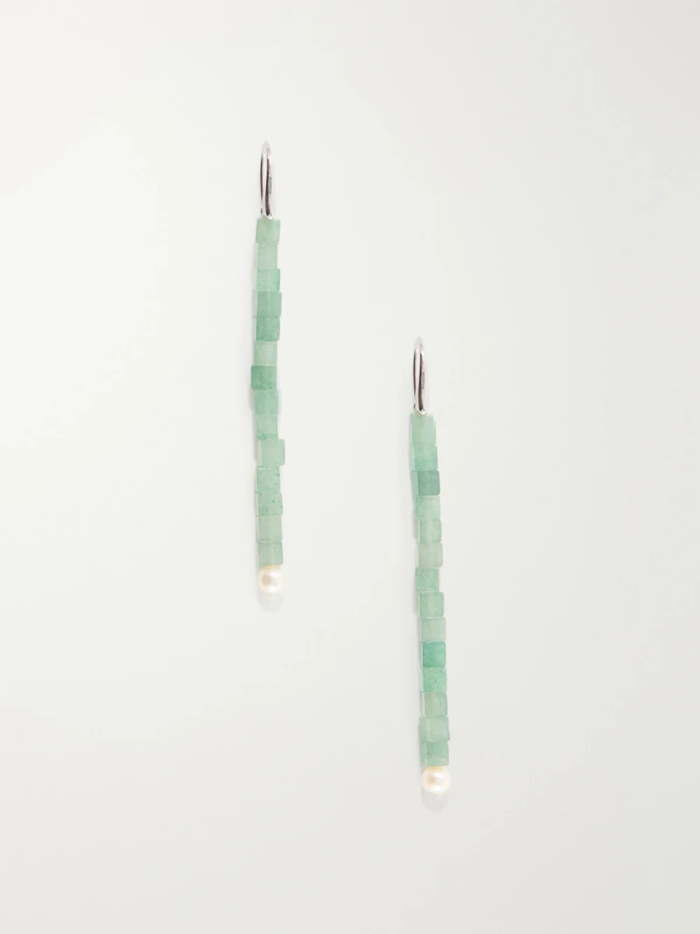 Le Sundial Inès Sterling Silver, Aventurine and Pearl Earrings in jade