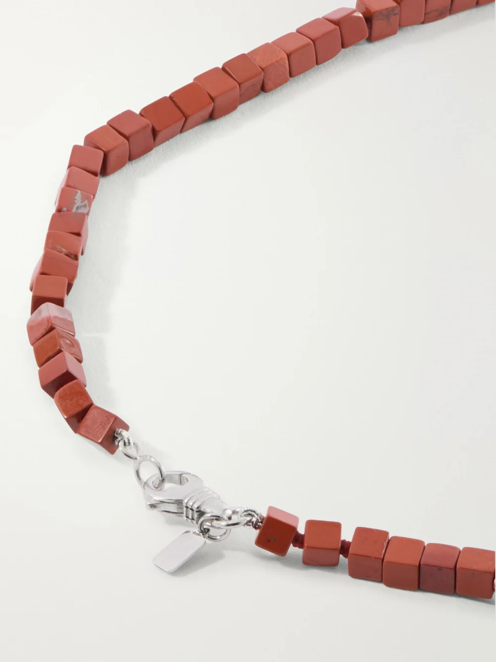 Back view of the Le Sundial Ines Sterling Silver, Jasper and Pearl Necklace