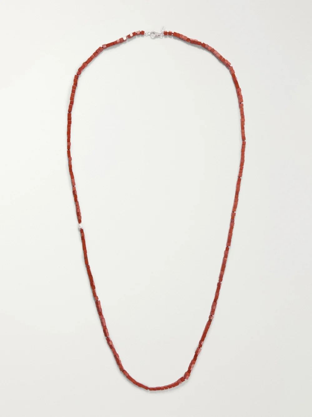 Le Sundial Ines Sterling Silver, Jasper and Pearl Necklace in red