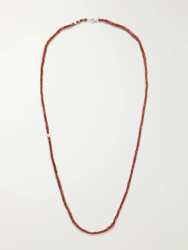 Le Sundial Ines Sterling Silver, Jasper and Pearl Necklace