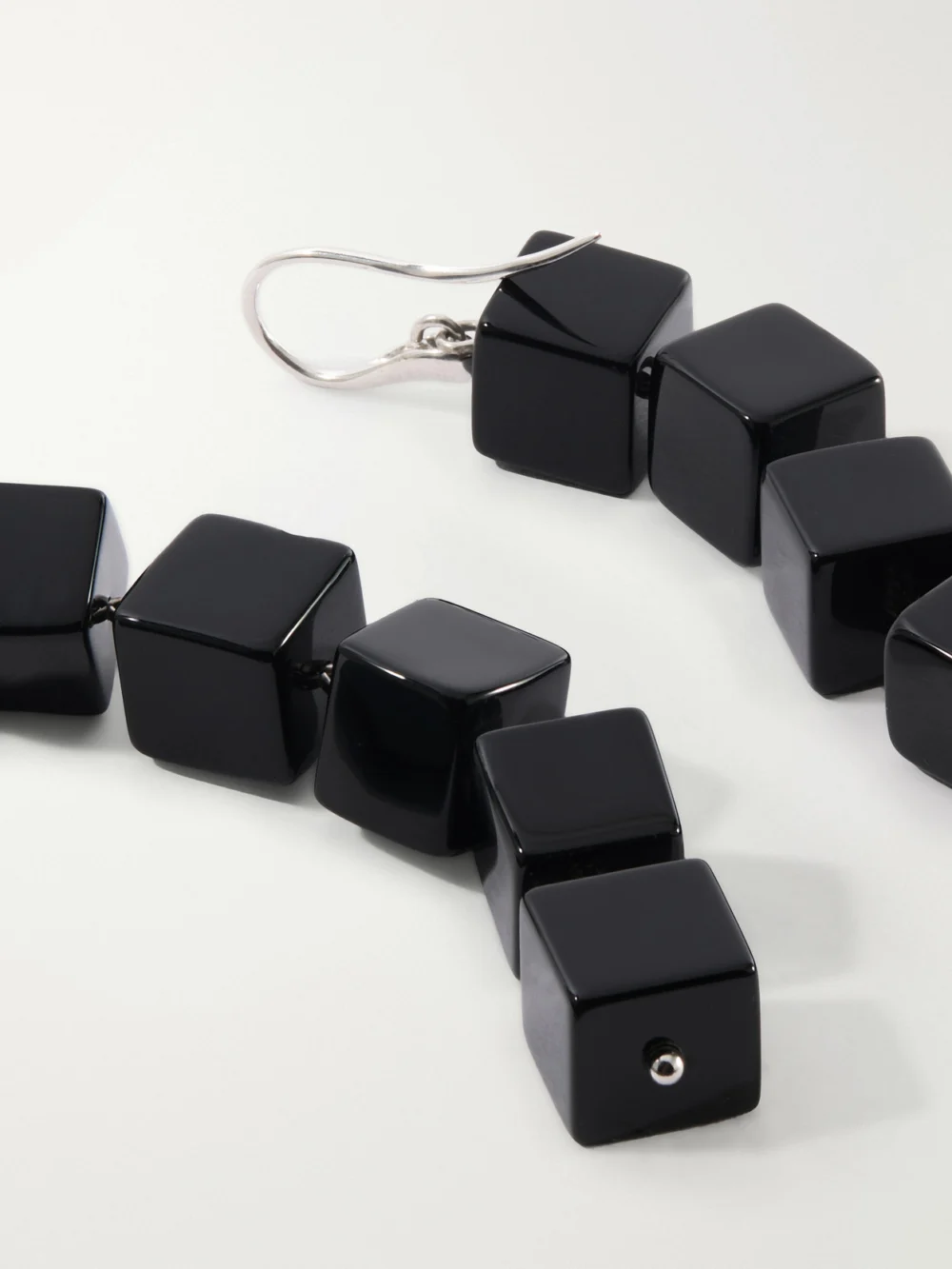 Back view of the Le Sundial Tina Sterling Silver Onyx Earrings