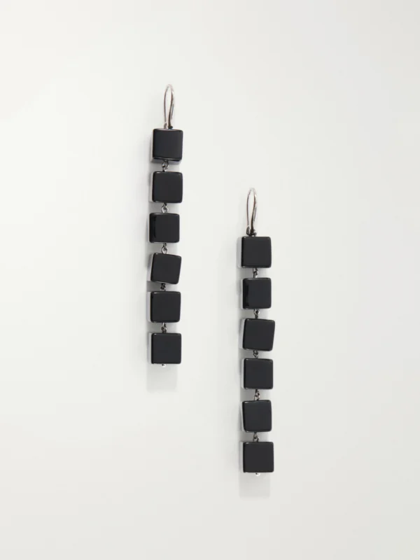 Le Sundial Tina Sterling Silver Onyx Earrings