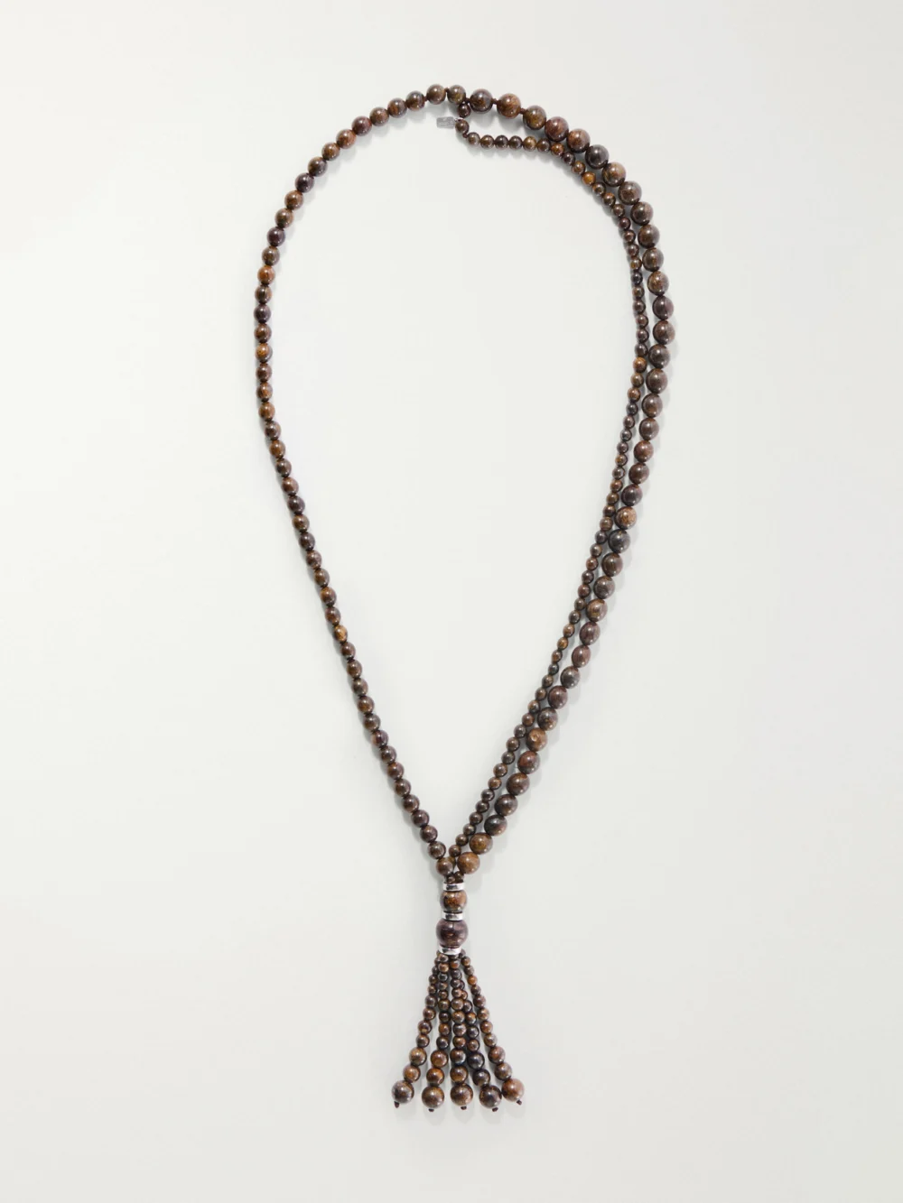 Le Sundial Venice Opera Tasseled Sterling Silver Bronzite Necklace in bronze