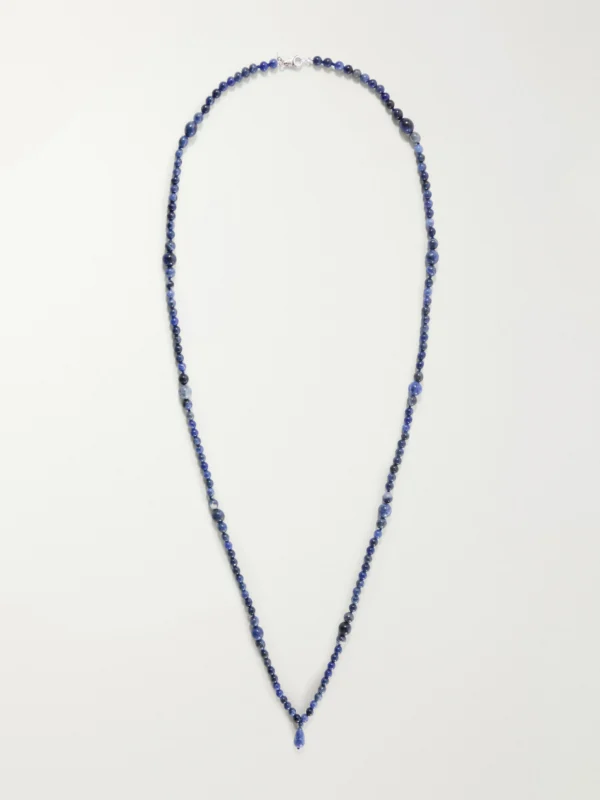 Le Sundial Wave Sterling Silver and Sodalite Beaded Necklace