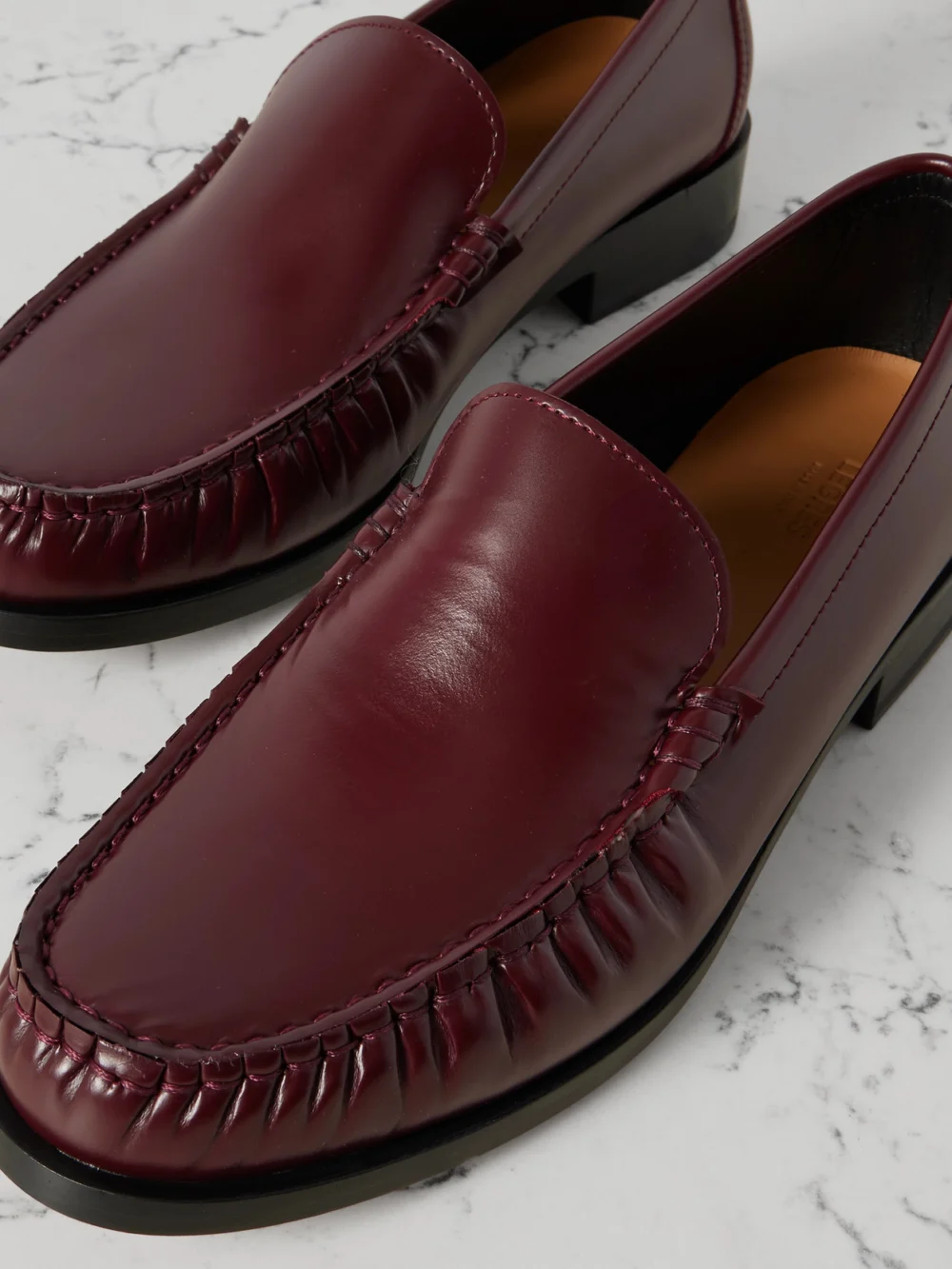 Close-up detail of the Legres 67 Ruched Leather Loafers