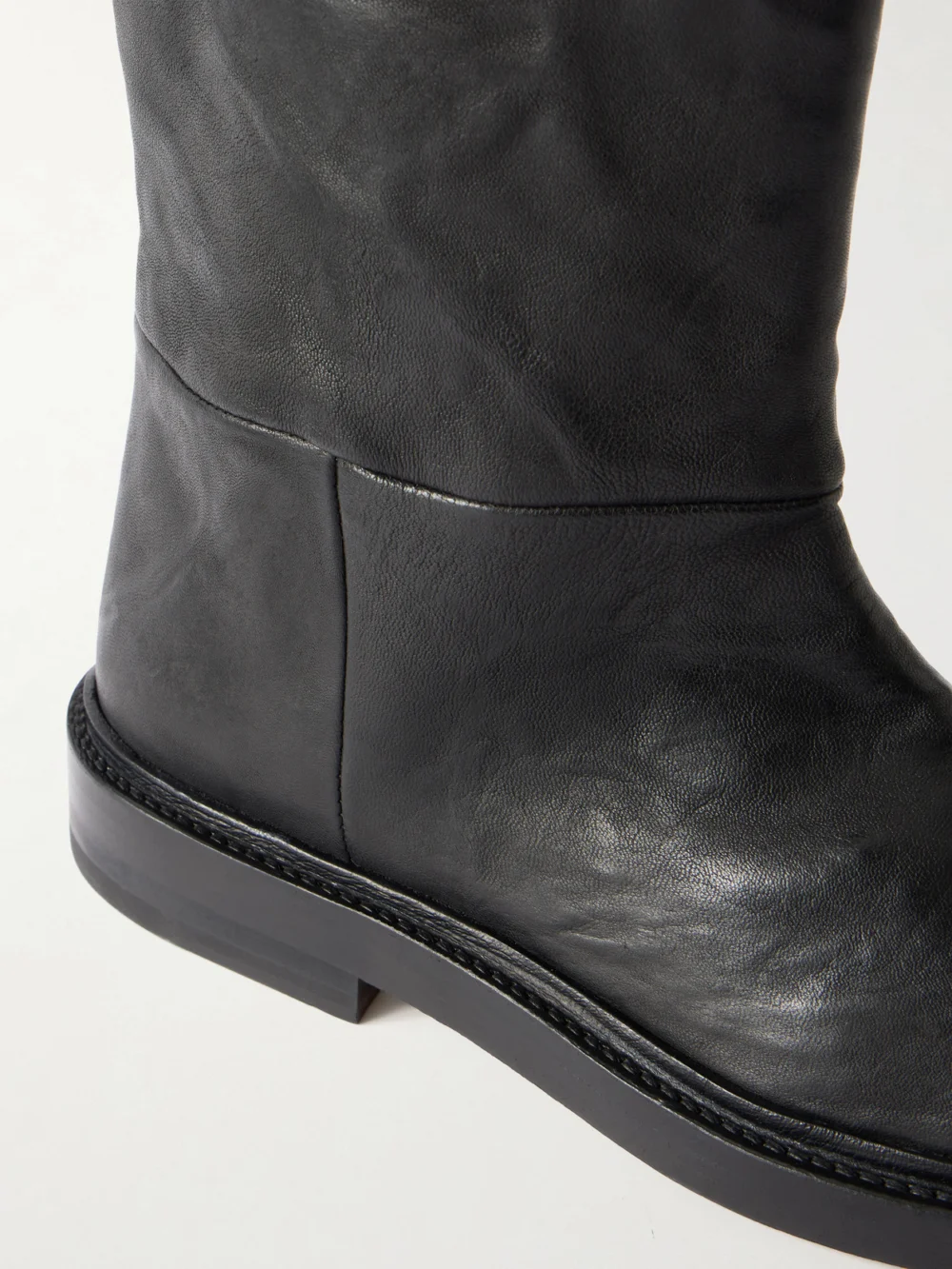 Close-up detail of the Legres Model 60 Leather Ankle Boots