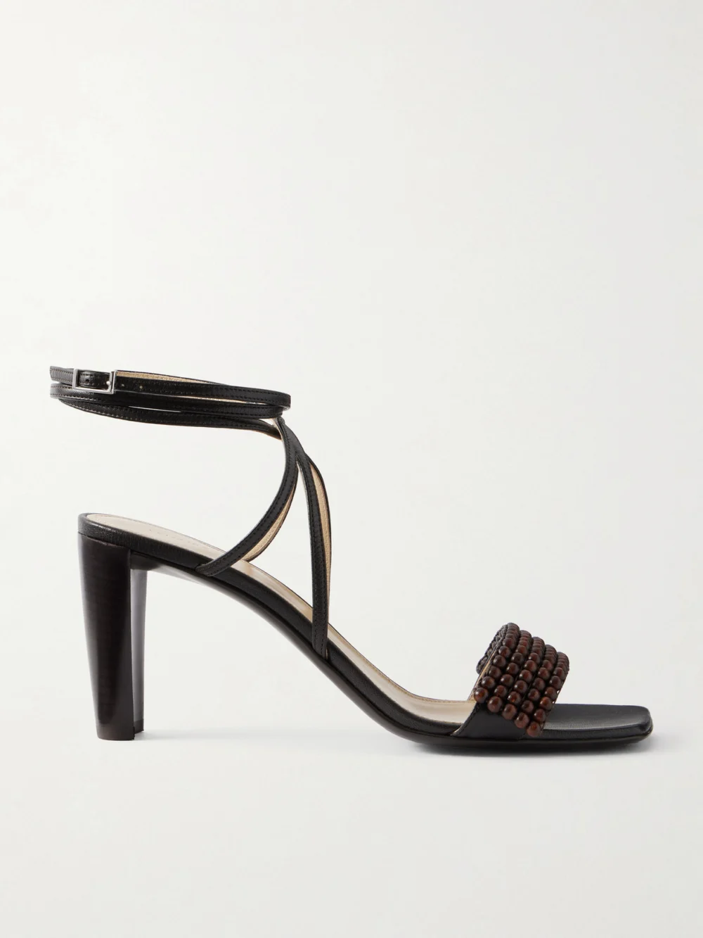 Lemaire Beaded Leather Sandals in dark brown