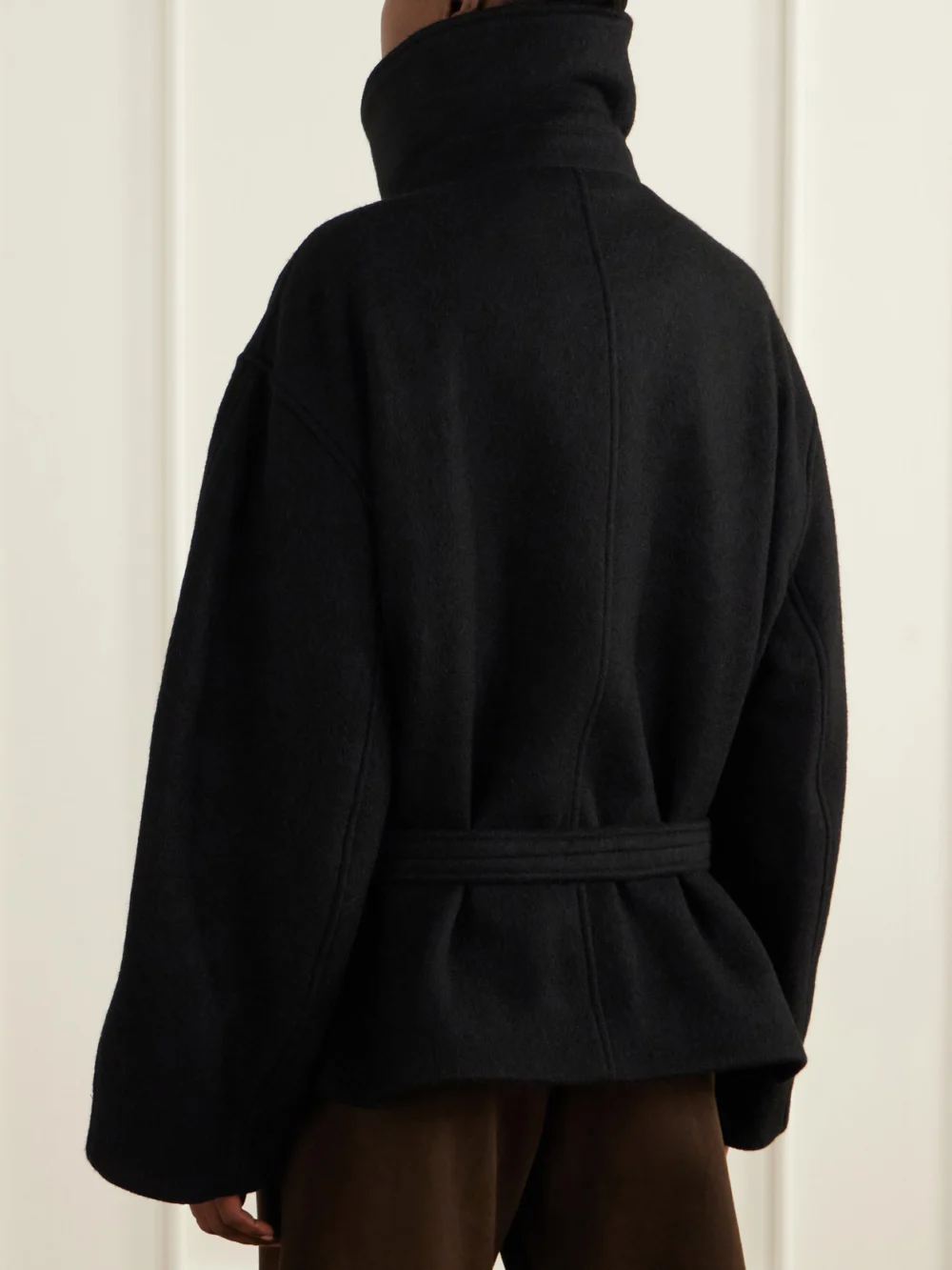 Back view of the Lemaire Belted Wool and Alpaca-blend Coat