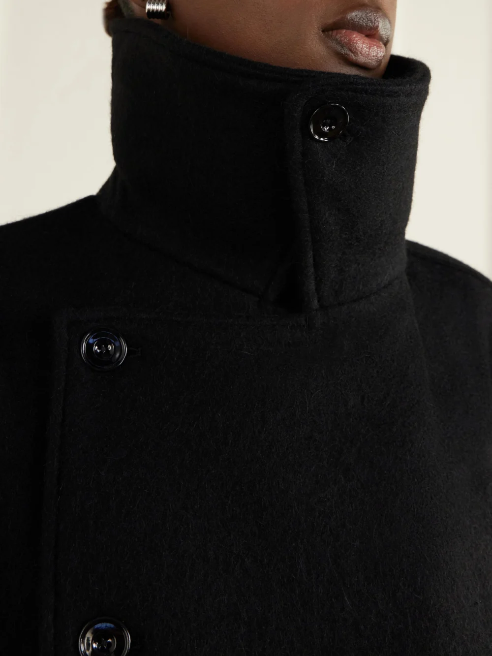 Close-up detail of the Lemaire Belted Wool and Alpaca-blend Coat