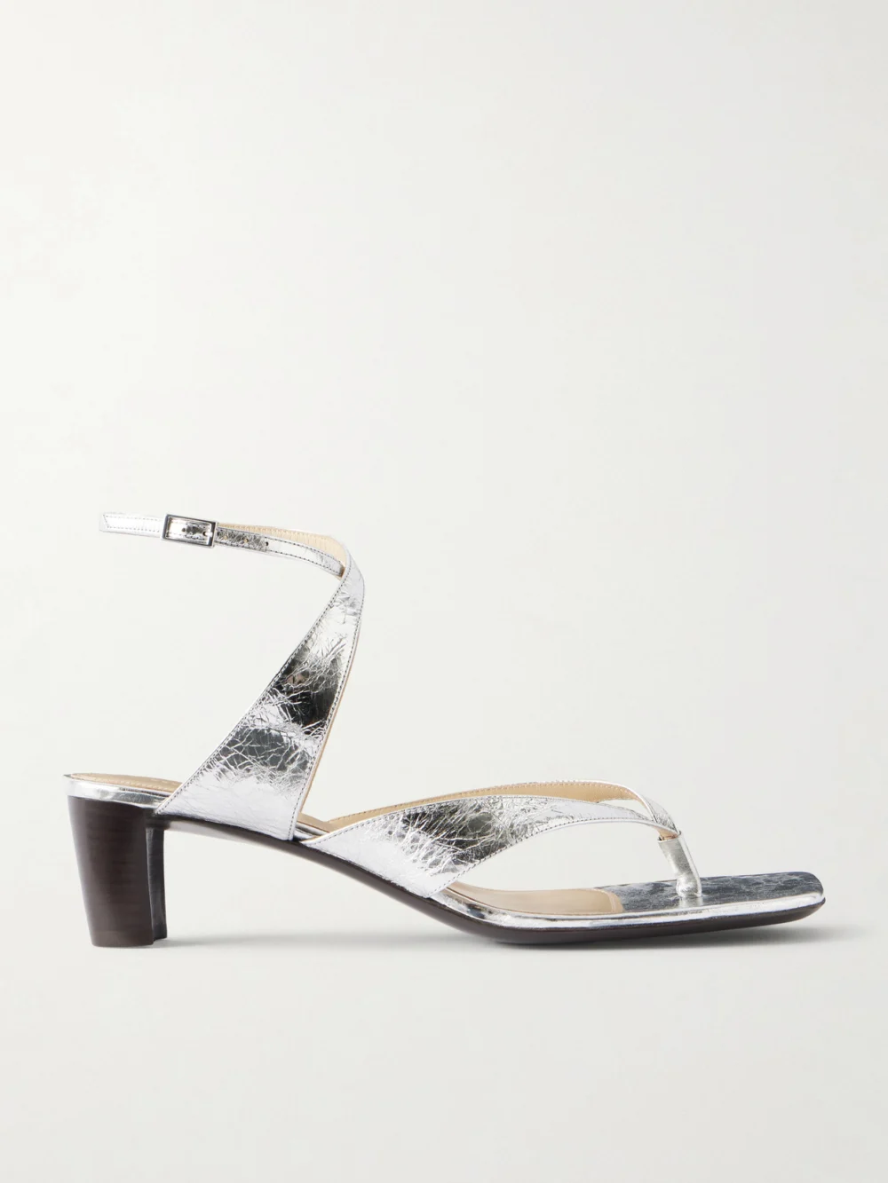 Lemaire Tong 50 Metallic-leather Sandals in silver