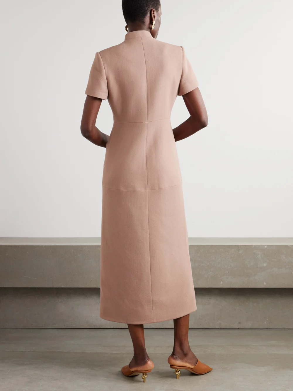 Back view of the Liberowe Imperial Wool-crepe Midi Dress