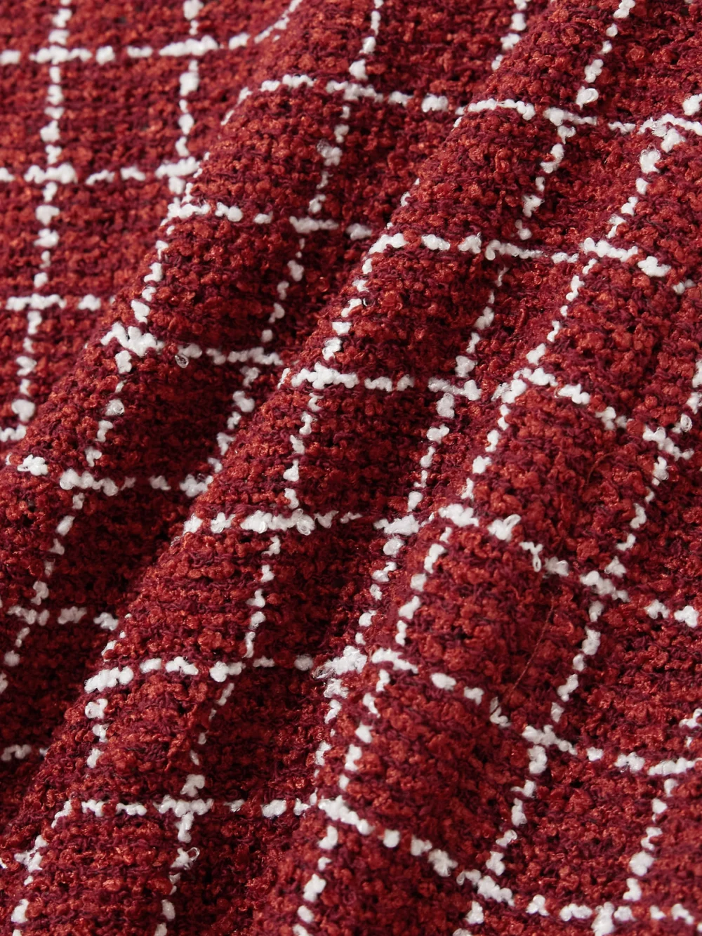 Close-up detail of the Liberowe Madeline Checked Bouclé-tweed Shorts