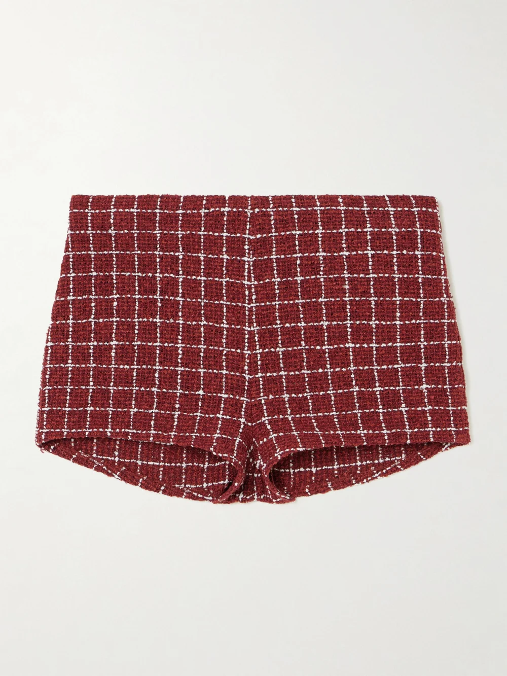 Liberowe Madeline Checked Bouclé-tweed Shorts in burgundy