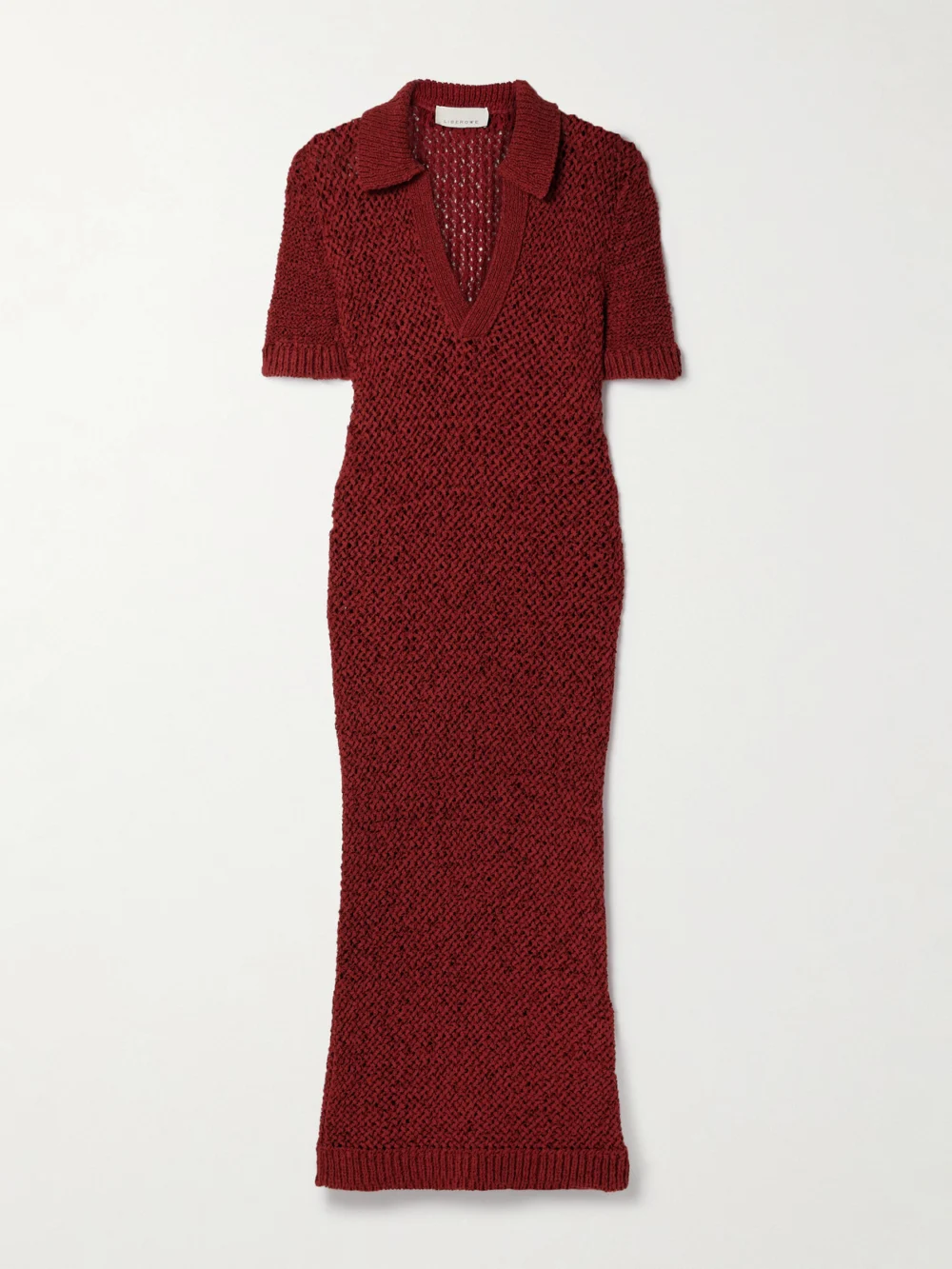 Liberowe Open-knit Organic Cotton-blend Maxi Dress in brick