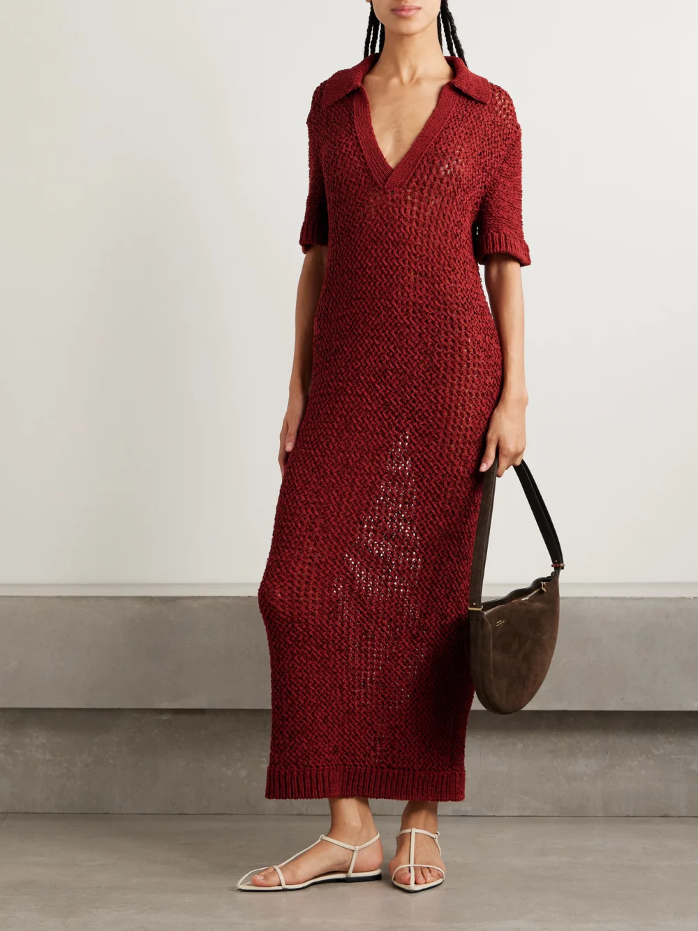 Liberowe Open-knit Organic Cotton-blend Maxi Dress, worn by a model
