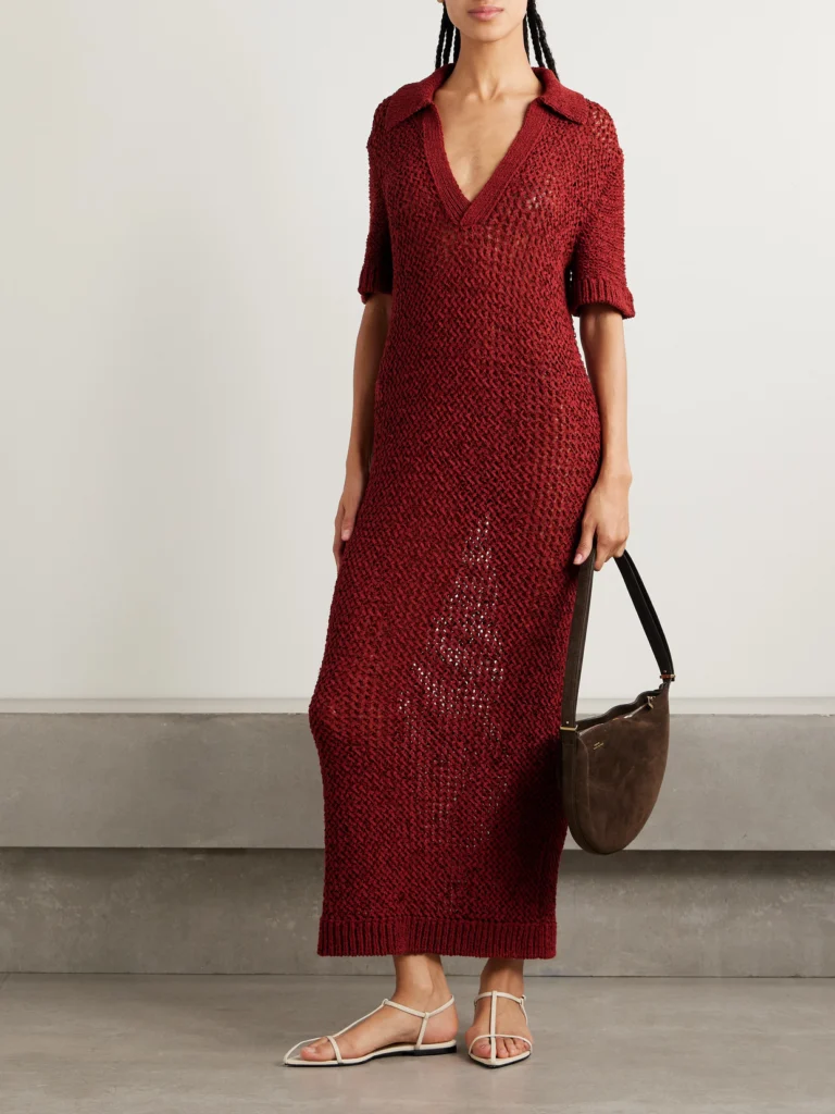 Liberowe Open-knit Organic Cotton-blend Maxi Dress